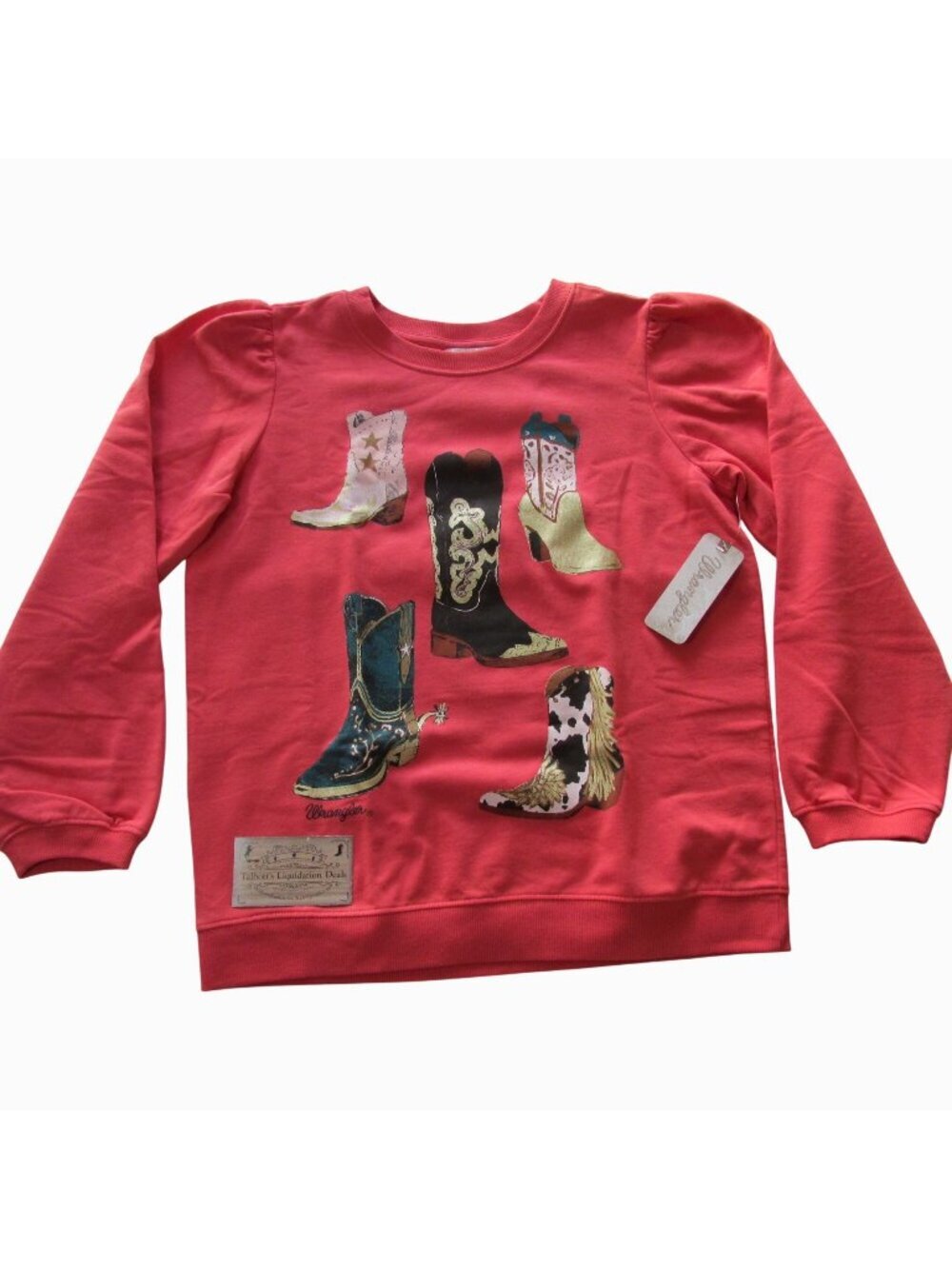 Wrangler Girl's Long Sleeve Boots Crewneck Sweatshirt Pink 112371935